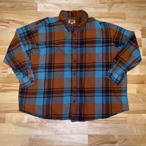 Men's Foundry Supply Co Button Front Long Sleeve Flannel Shirt Plaid Size 3XL